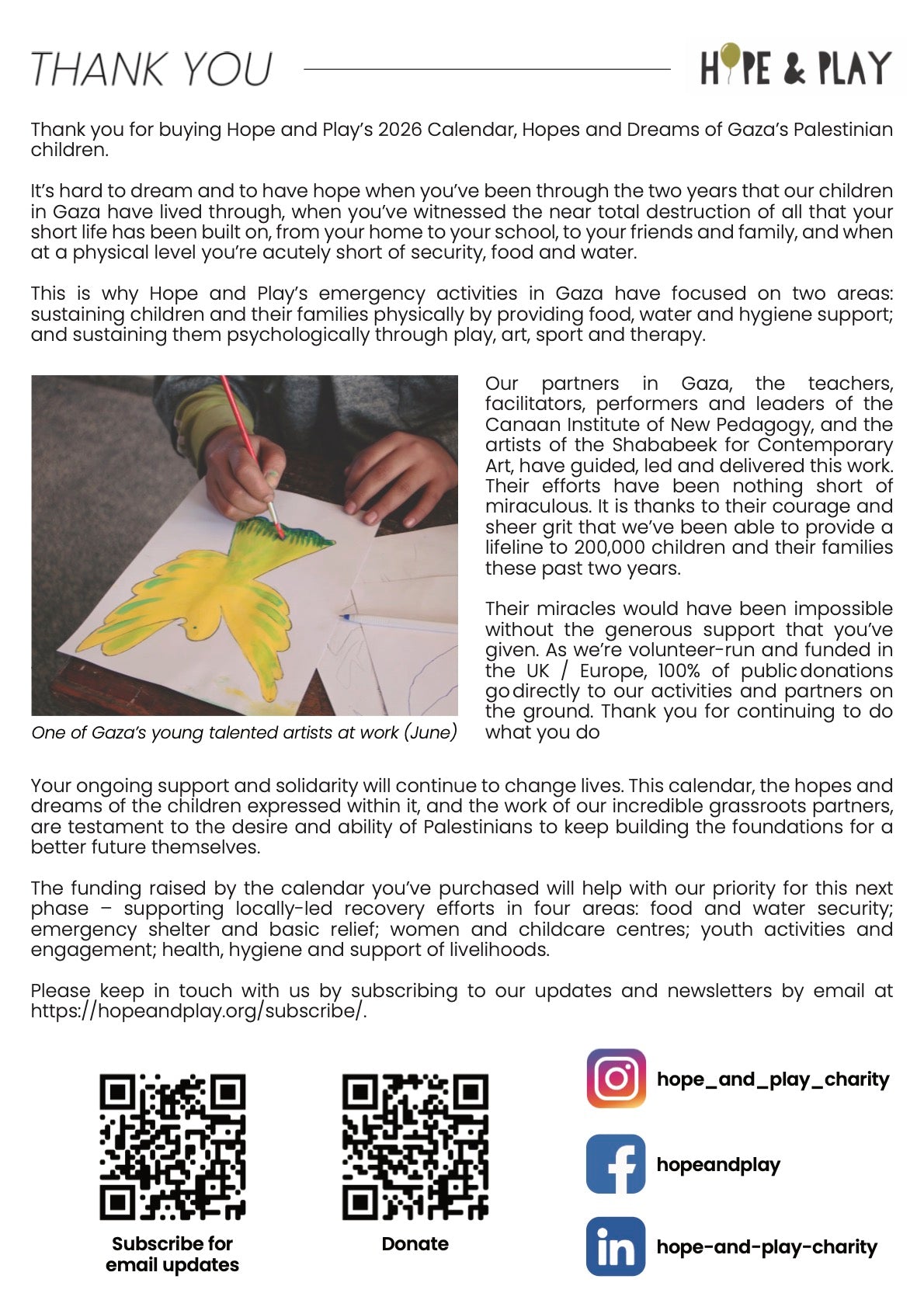 2026 Calendar - Hopes and Dreams