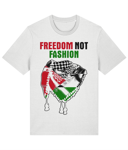 Freedom not Fashion white t-shirt